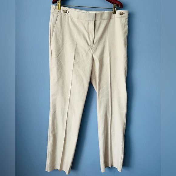 Ann Taylor Pants - Ann Taylor Straight Leg Linen Blend Mid Rise Trouser Pant Size 12